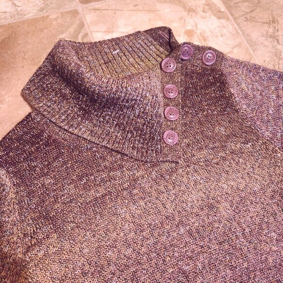 CB Women’s Small Purple Gradient Cowl-Neck Tunic Sweater Button Detail - Picture 8 of 9